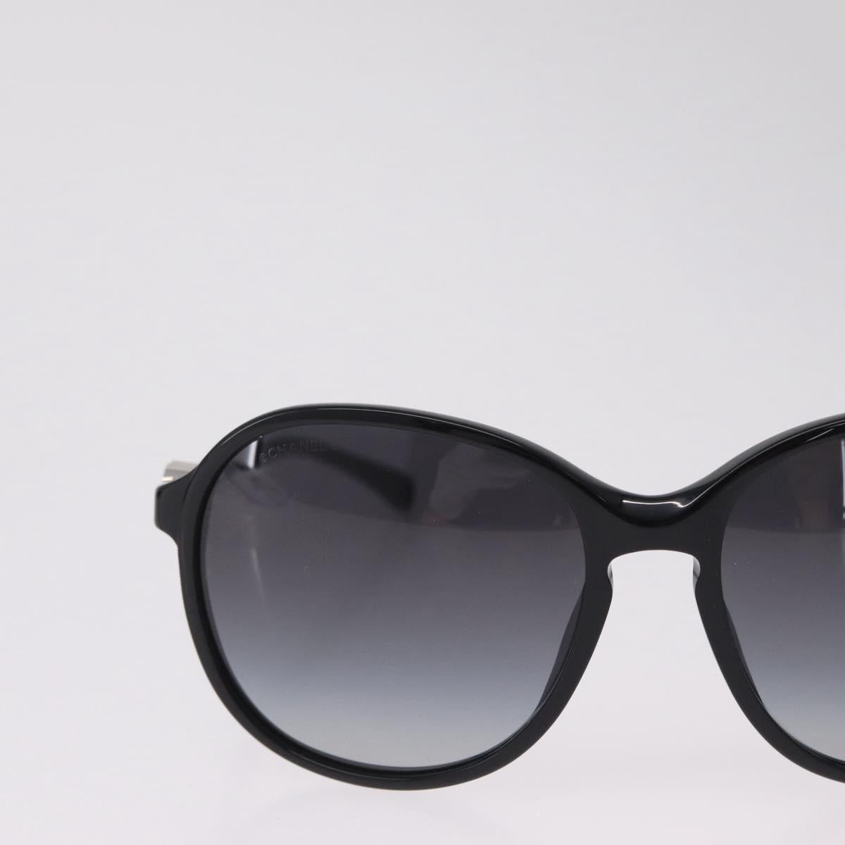 CHANEL Sunglasses plastic Black Silver CC Auth 205725M