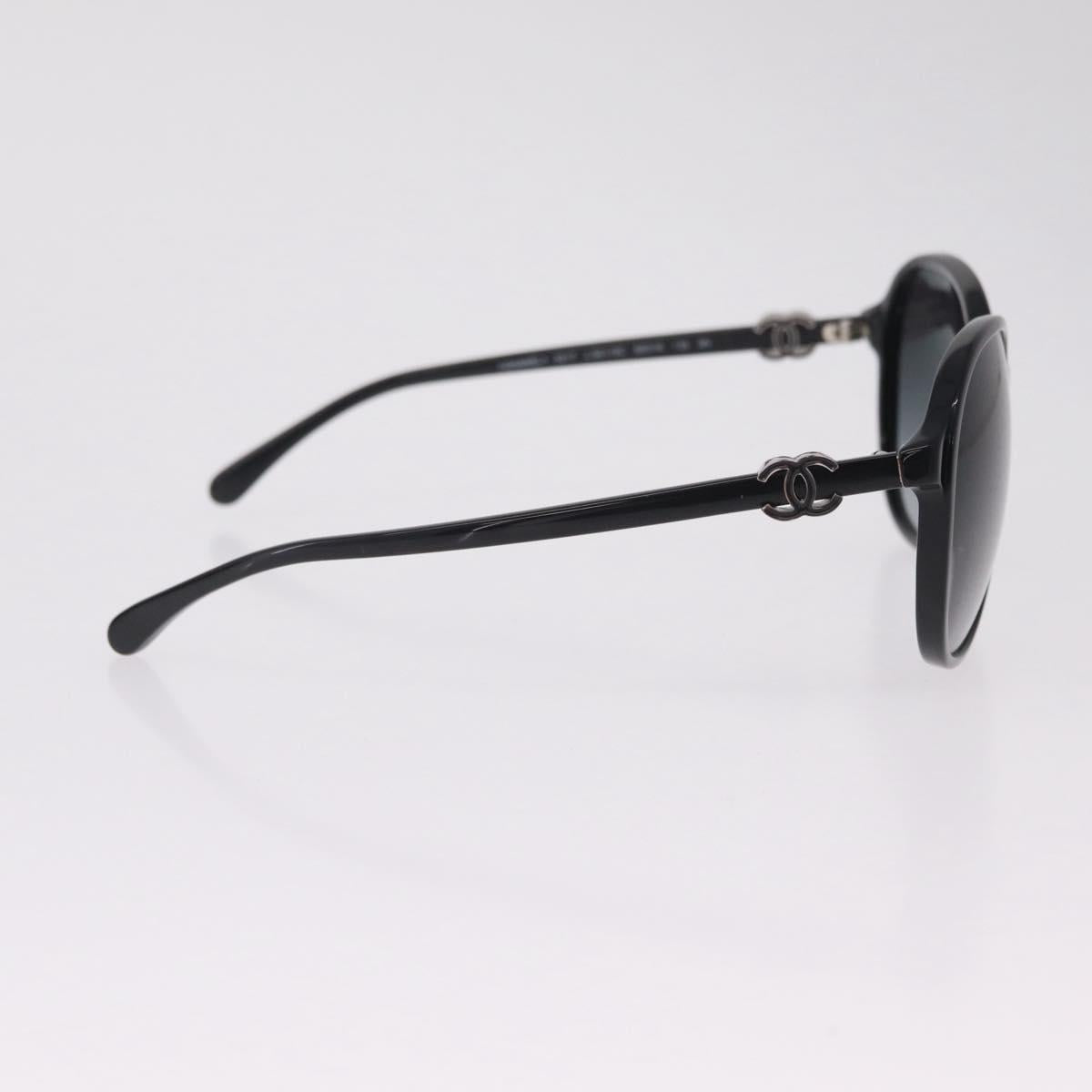 CHANEL Sunglasses plastic Black Silver CC Auth 205725M