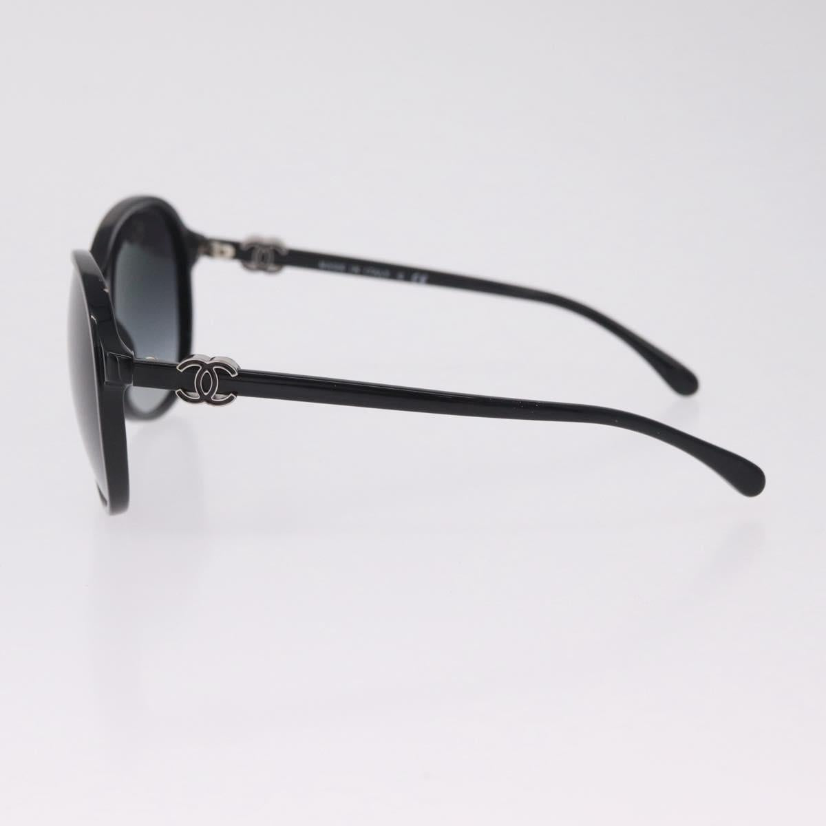 CHANEL Sunglasses plastic Black Silver CC Auth 205725M