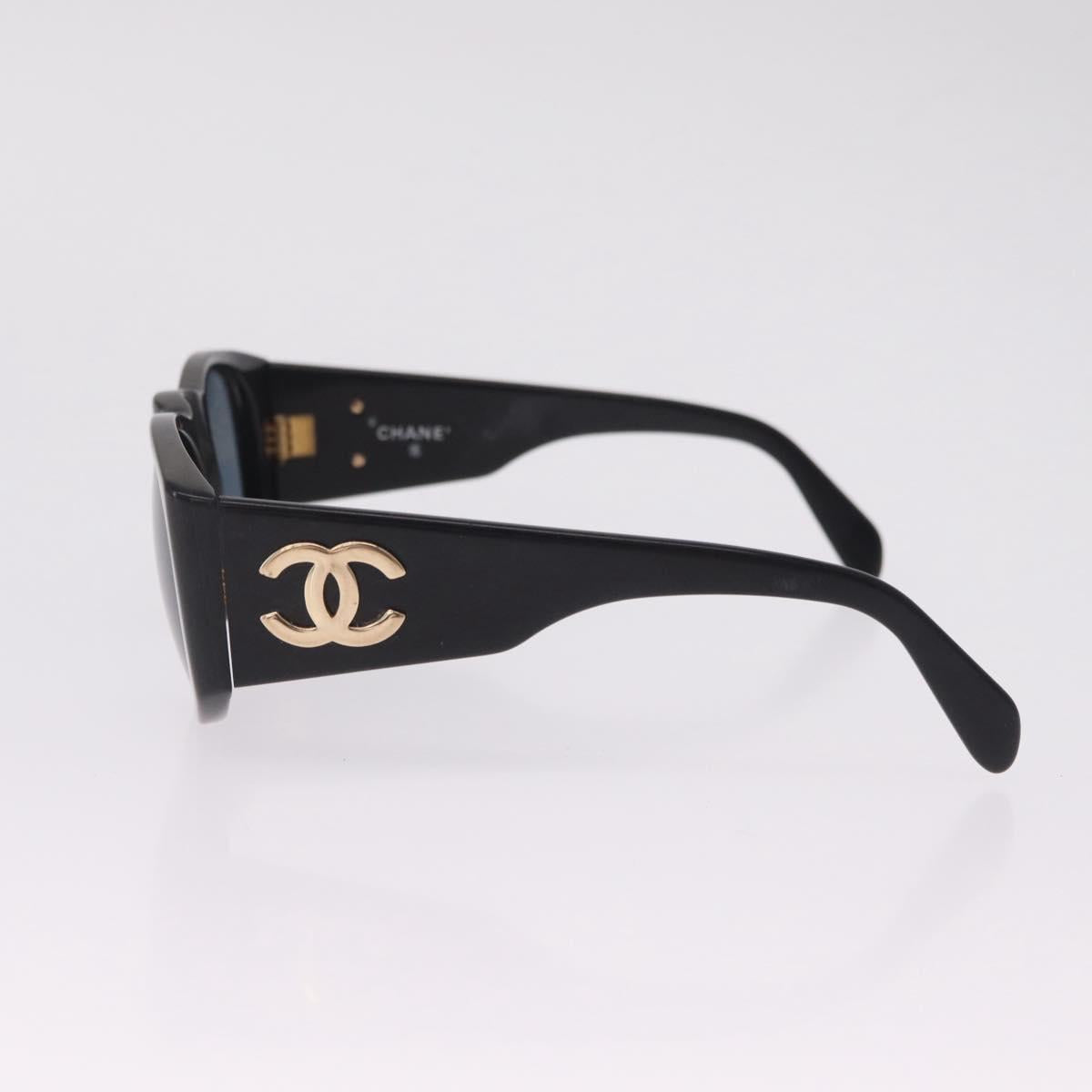 CHANEL Sunglasses plastic Black Gold CC Auth 205726