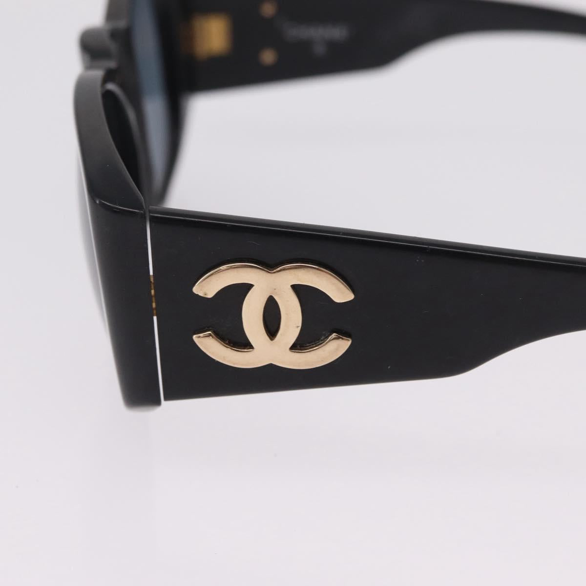 CHANEL Sunglasses plastic Black Gold CC Auth 205726