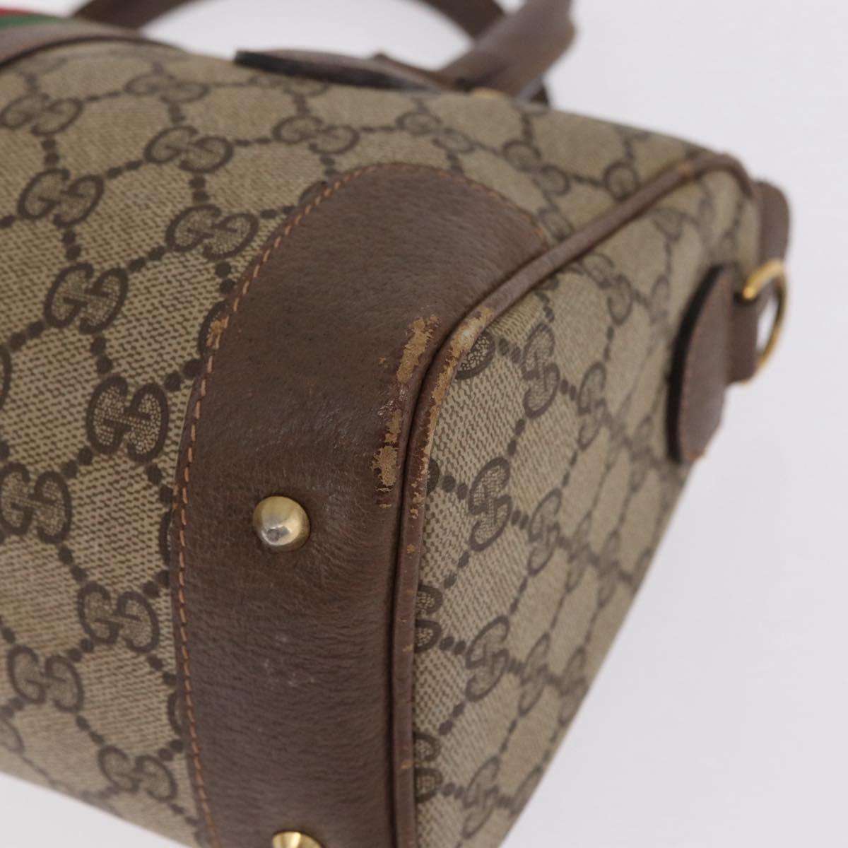 GUCCI GG Supreme Web Sherry Line Hand Bag PVC Beige Gold 002 39 0069 Auth 205731