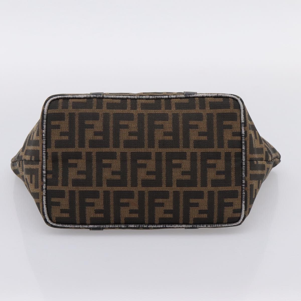 FENDI Zucca Canvas Hand Bag Brown Gold Tone Auth 205803