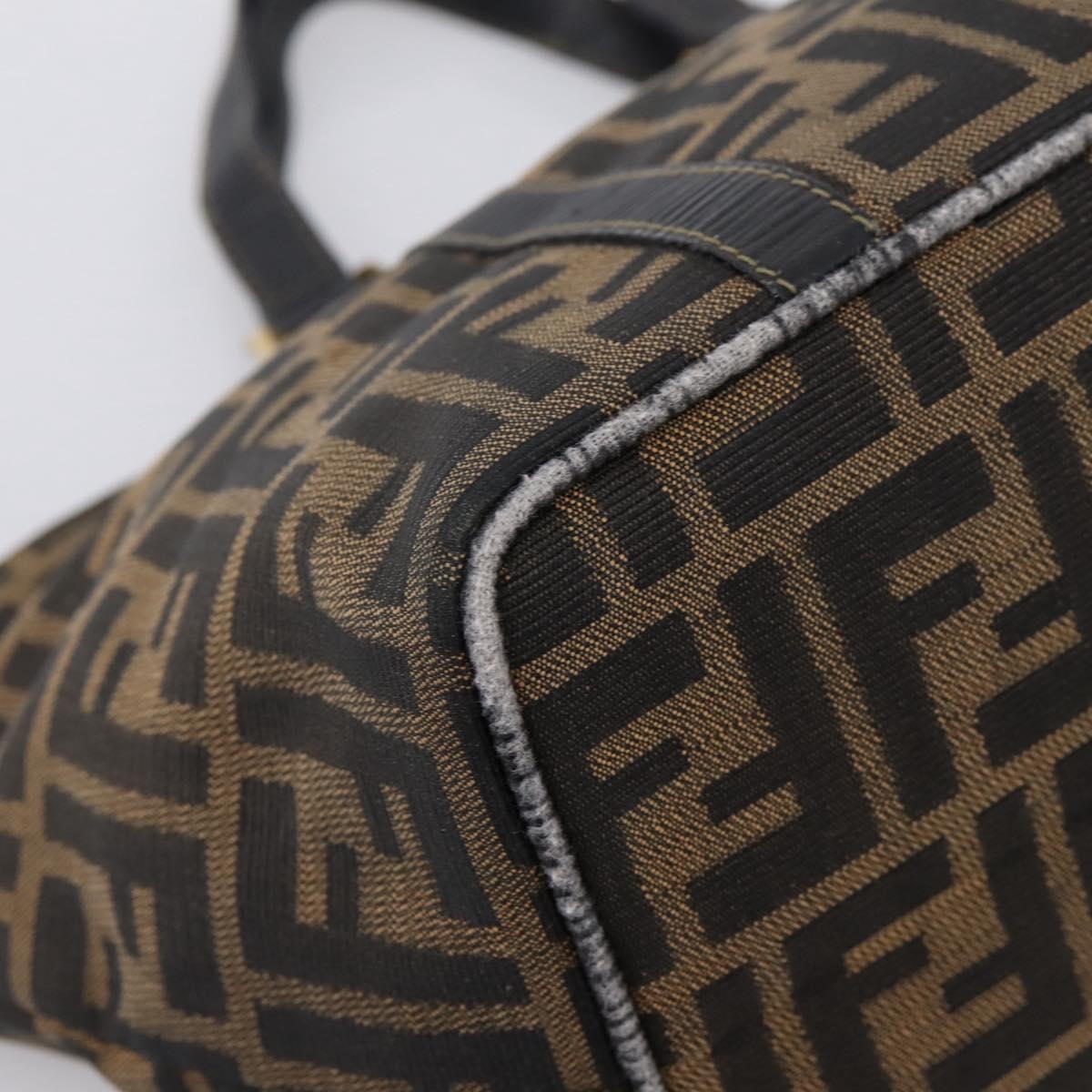 FENDI Zucca Canvas Hand Bag Brown Gold Tone Auth 205803