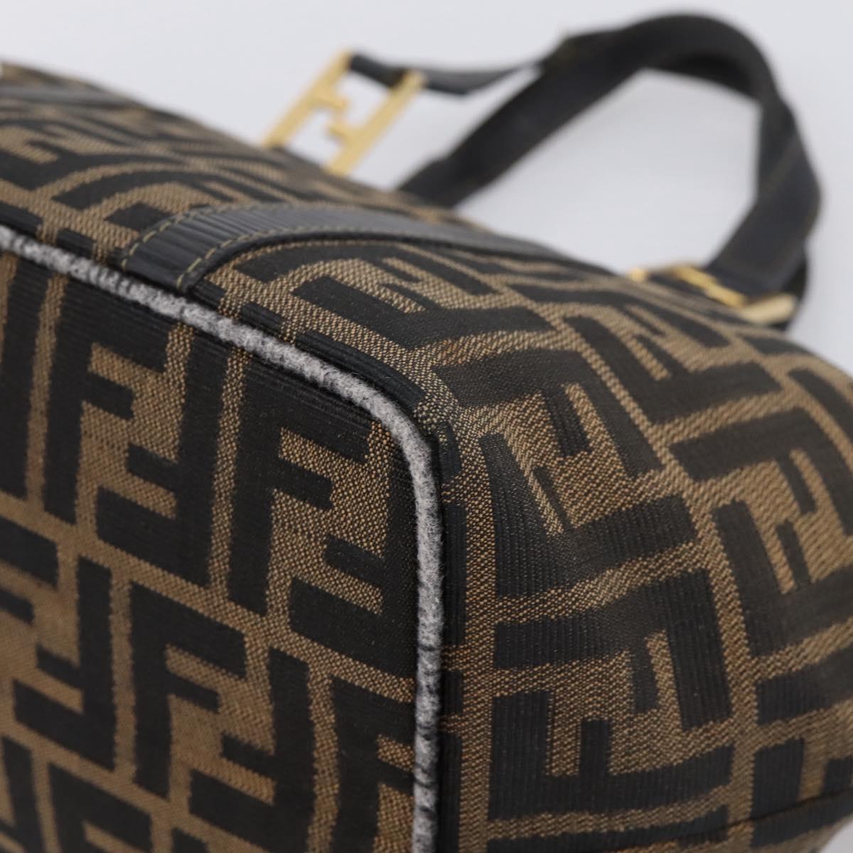 FENDI Zucca Canvas Hand Bag Brown Gold Tone Auth 205803