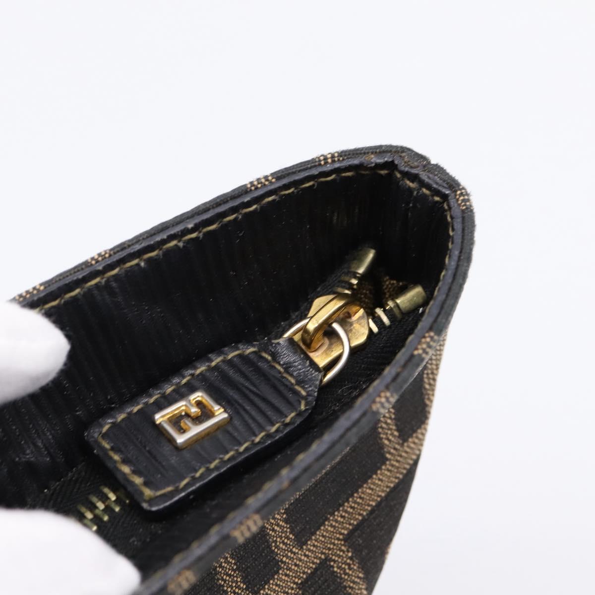 FENDI Zucca Canvas Hand Bag Brown Gold Tone Auth 205803