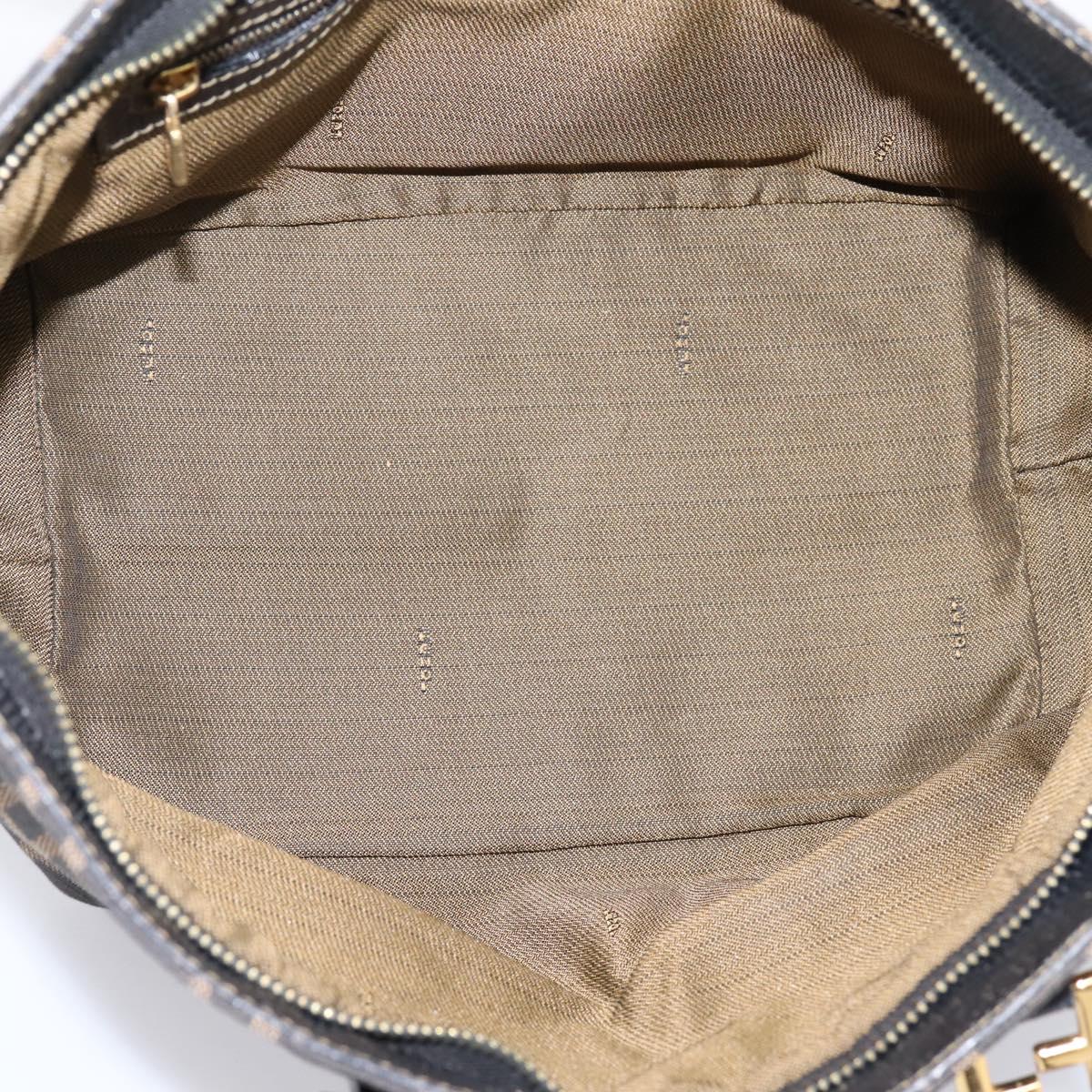 FENDI Zucca Canvas Hand Bag Brown Gold Tone Auth 205803
