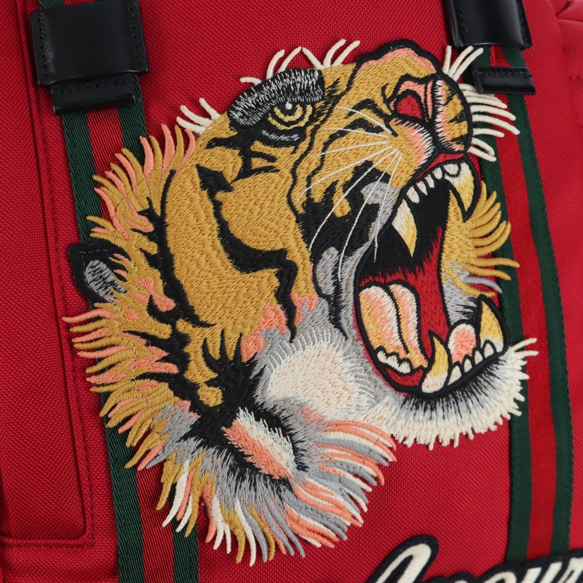 GUCCI Embroidery Tiger Web Sherry Line Backpack Canvas Red 429037 Auth 205809V