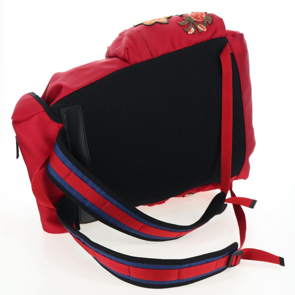 GUCCI Embroidery Tiger Web Sherry Line Backpack Canvas Red 429037 Auth 205809V
