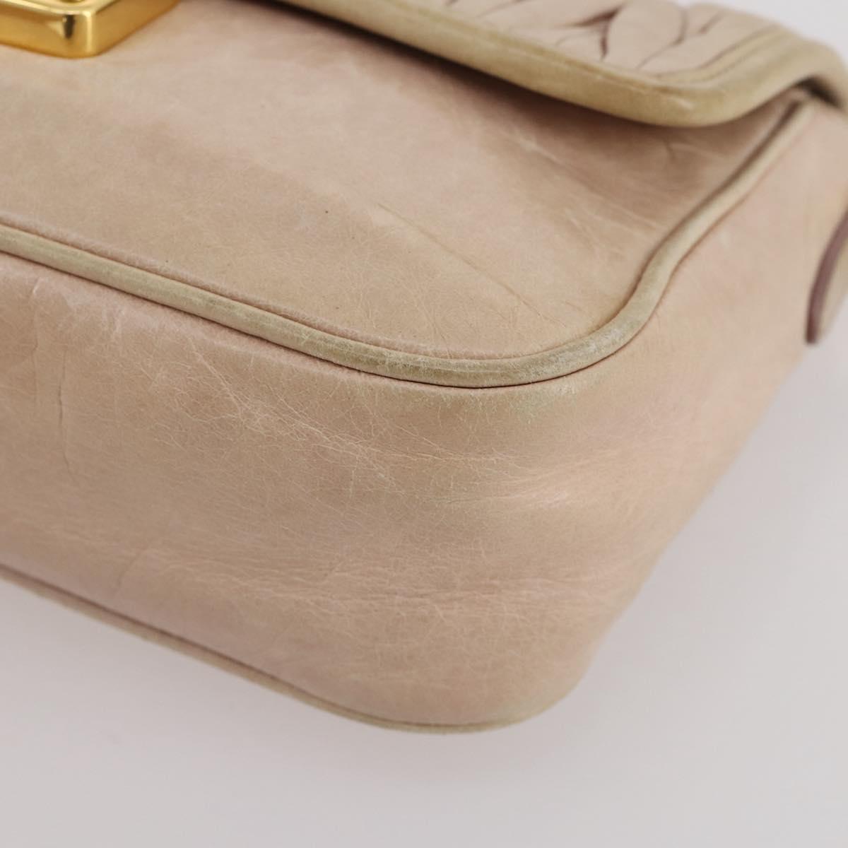Miu Miu Matelasse Shoulder Bag Leather Pink Gold Tone Auth 205812A
