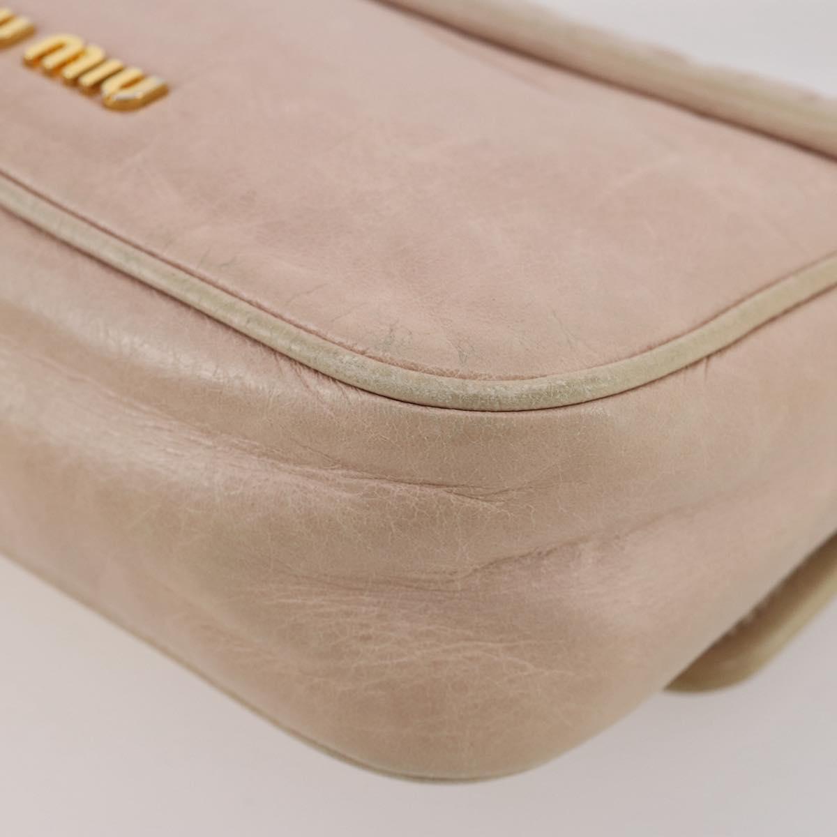Miu Miu Matelasse Shoulder Bag Leather Pink Gold Tone Auth 205812A
