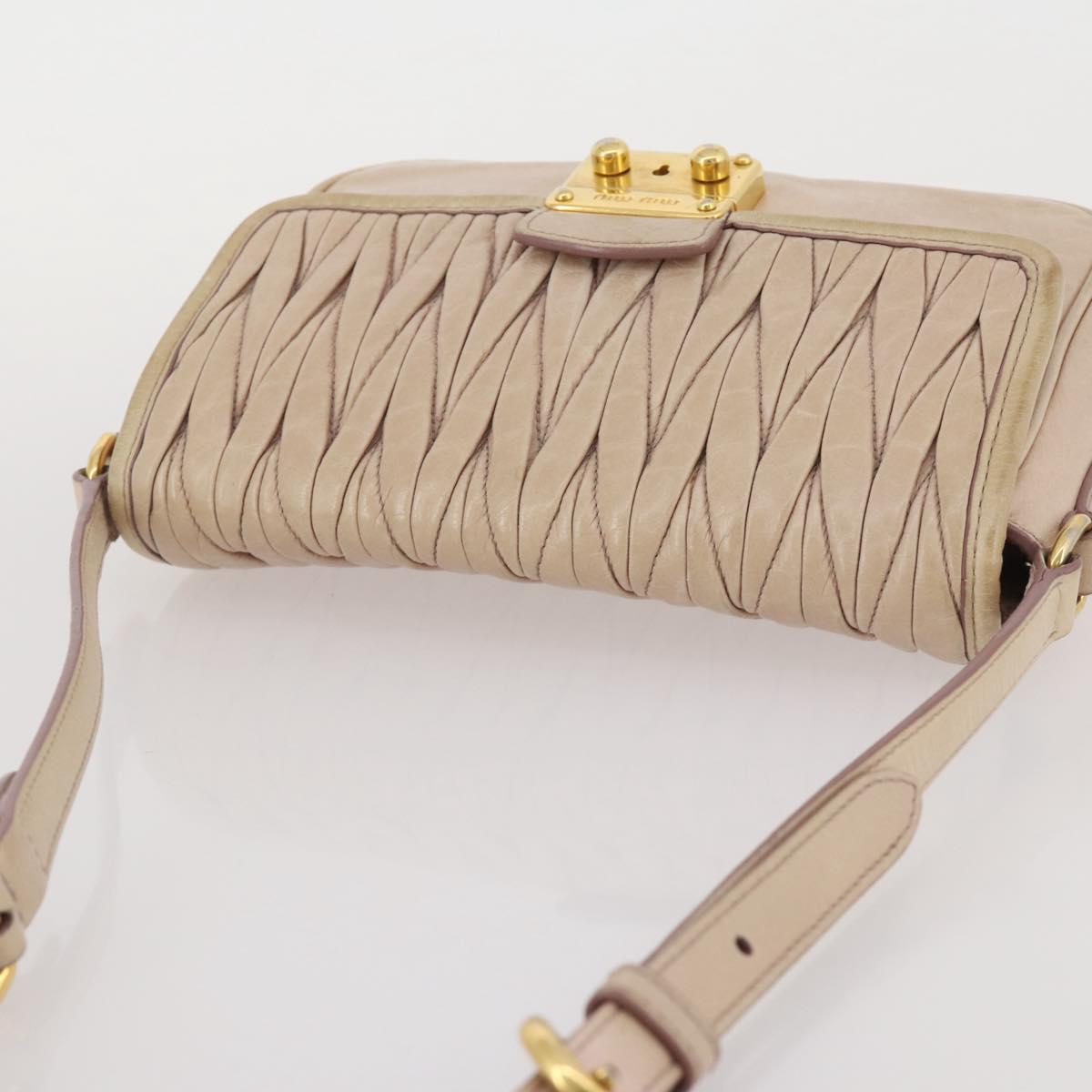 Miu Miu Matelasse Shoulder Bag Leather Pink Gold Tone Auth 205812A