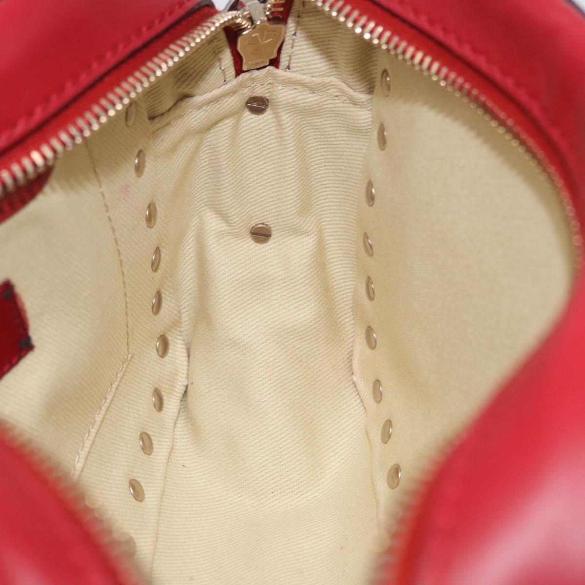 VALENTINO Rock Studs Shoulder Bag Leather Red Gold Tone Auth 205816
