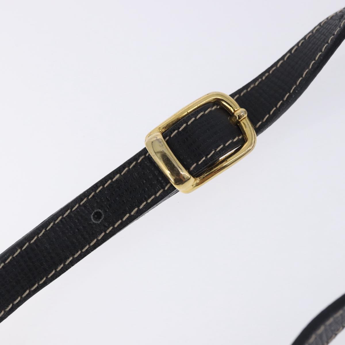 CELINE Circle Shoulder Bag Leather Black Gold Tone Auth 205823