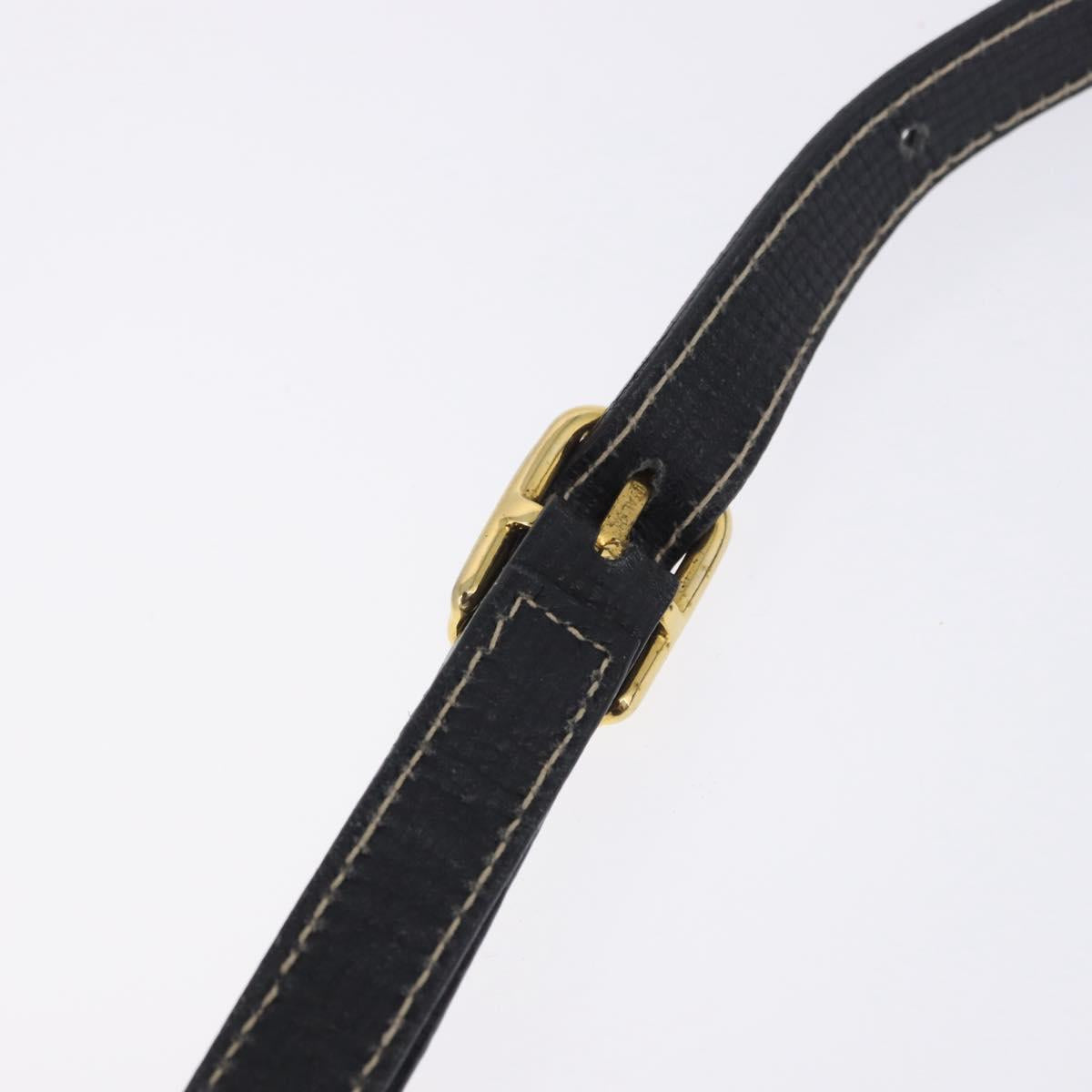 CELINE Circle Shoulder Bag Leather Black Gold Tone Auth 205823