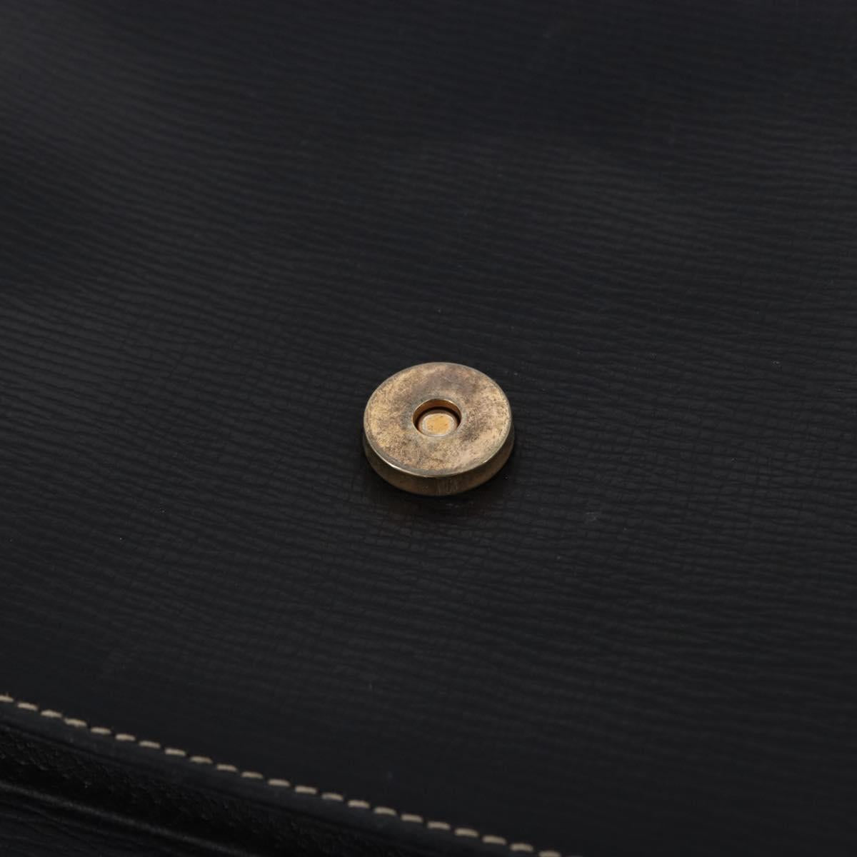 CELINE Circle Shoulder Bag Leather Black Gold Tone Auth 205823
