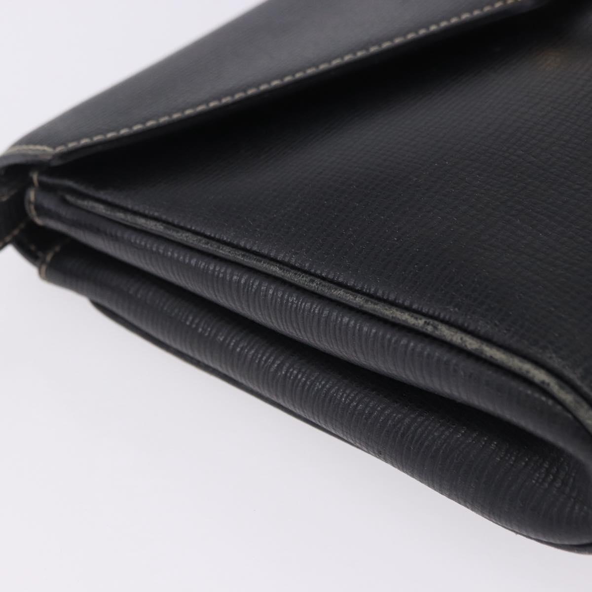 CELINE Circle Shoulder Bag Leather Black Gold Tone Auth 205823