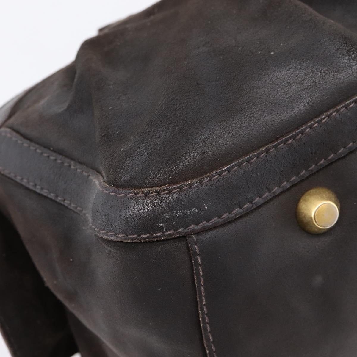 Miu Miu Hand Bag Suede Brown Gold Tone Auth 205824