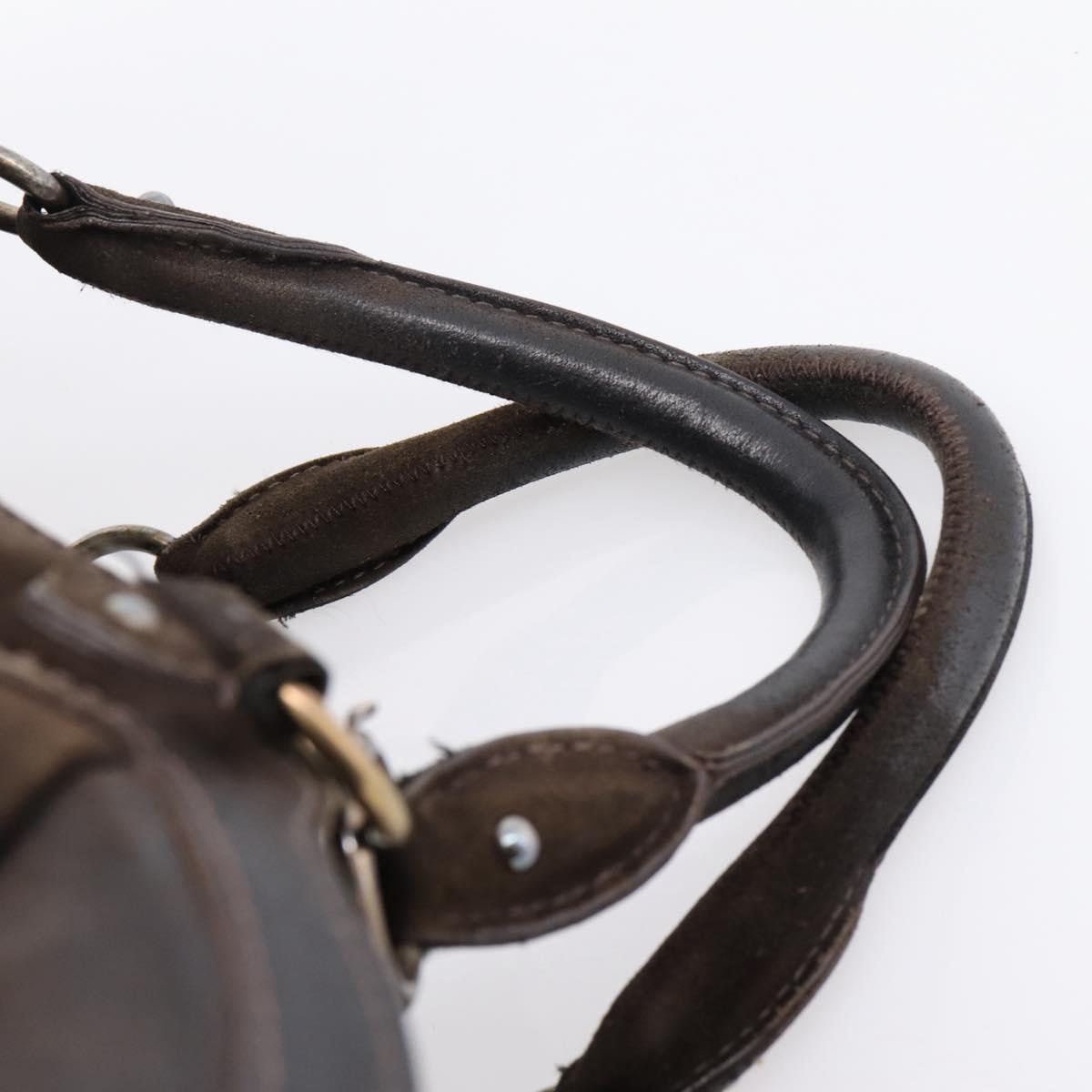 Miu Miu Hand Bag Suede Brown Gold Tone Auth 205824