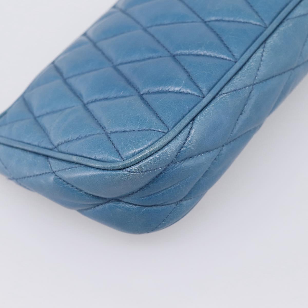 Miu Miu Shoulder Bag Leather Blue Gold Tone Auth 205826V