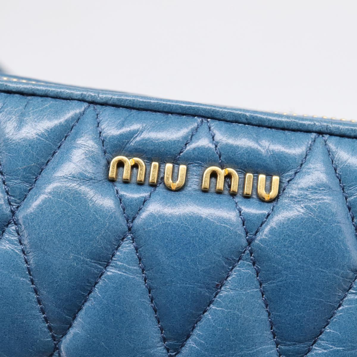 Miu Miu Shoulder Bag Leather Blue Gold Tone Auth 205826V