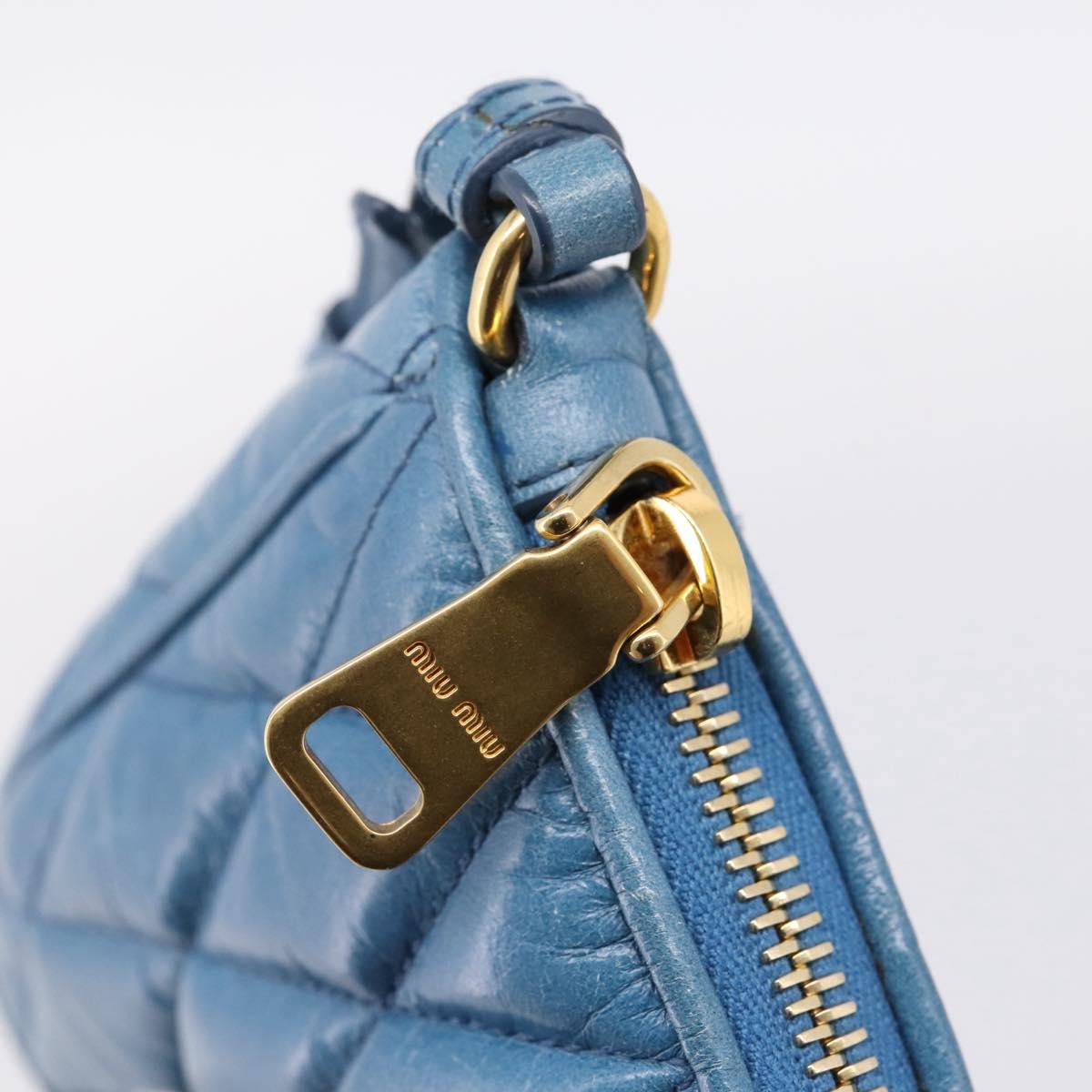 Miu Miu Shoulder Bag Leather Blue Gold Tone Auth 205826V