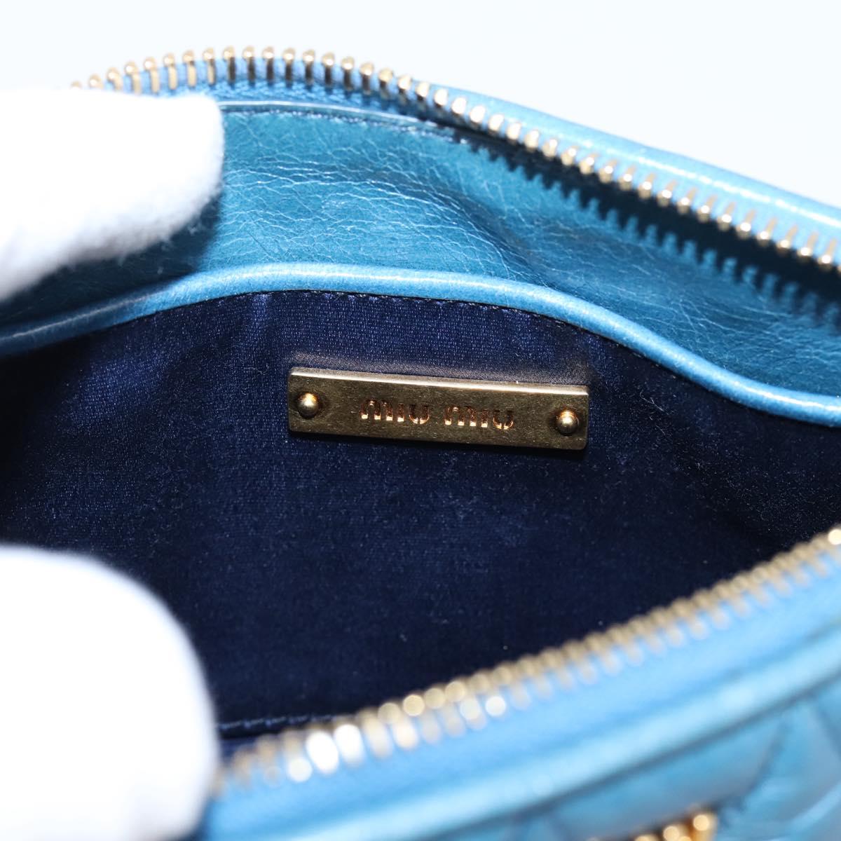 Miu Miu Shoulder Bag Leather Blue Gold Tone Auth 205826V