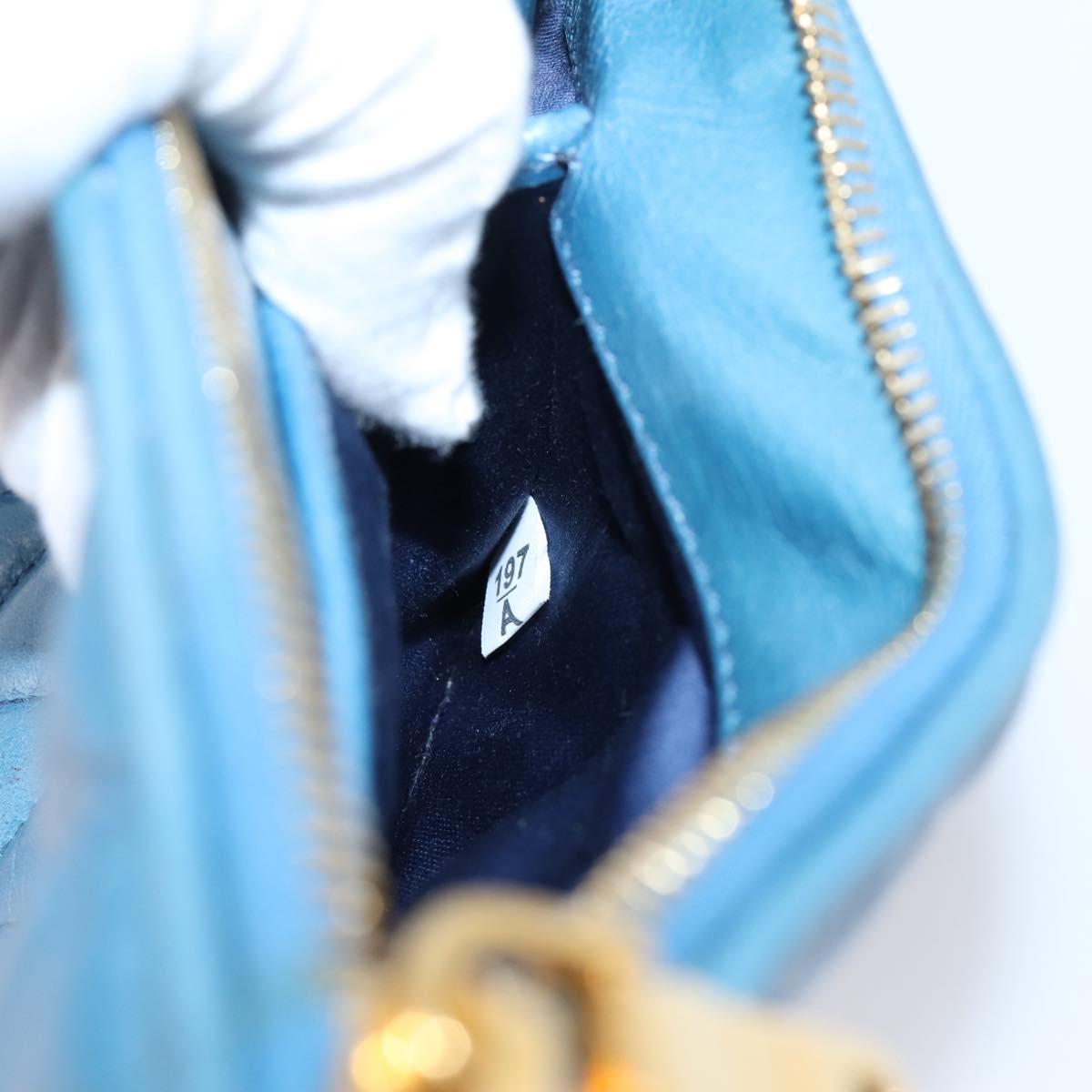 Miu Miu Shoulder Bag Leather Blue Gold Tone Auth 205826V