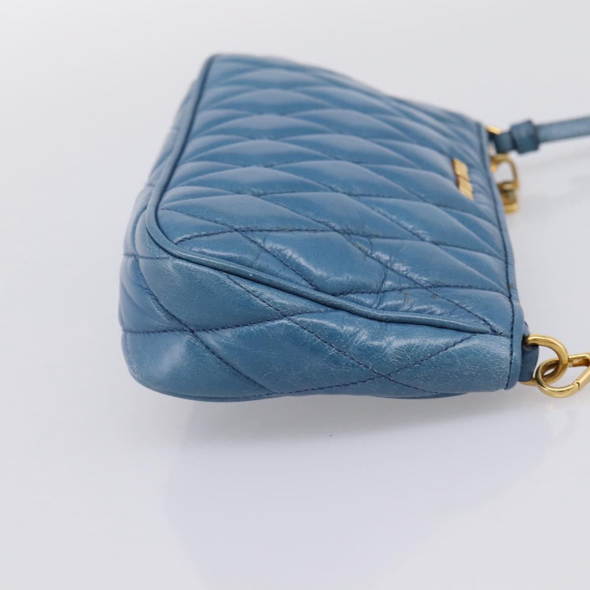 Miu Miu Shoulder Bag Leather Blue Gold Tone Auth 205826V