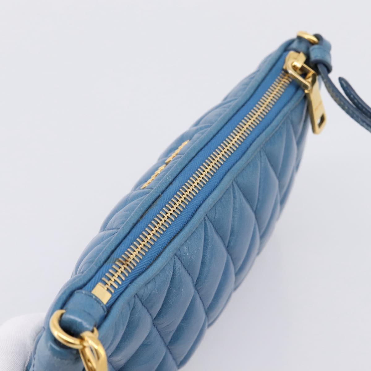 Miu Miu Shoulder Bag Leather Blue Gold Tone Auth 205826V