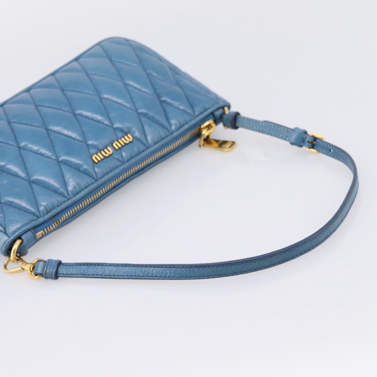 Miu Miu Shoulder Bag Leather Blue Gold Tone Auth 205826V