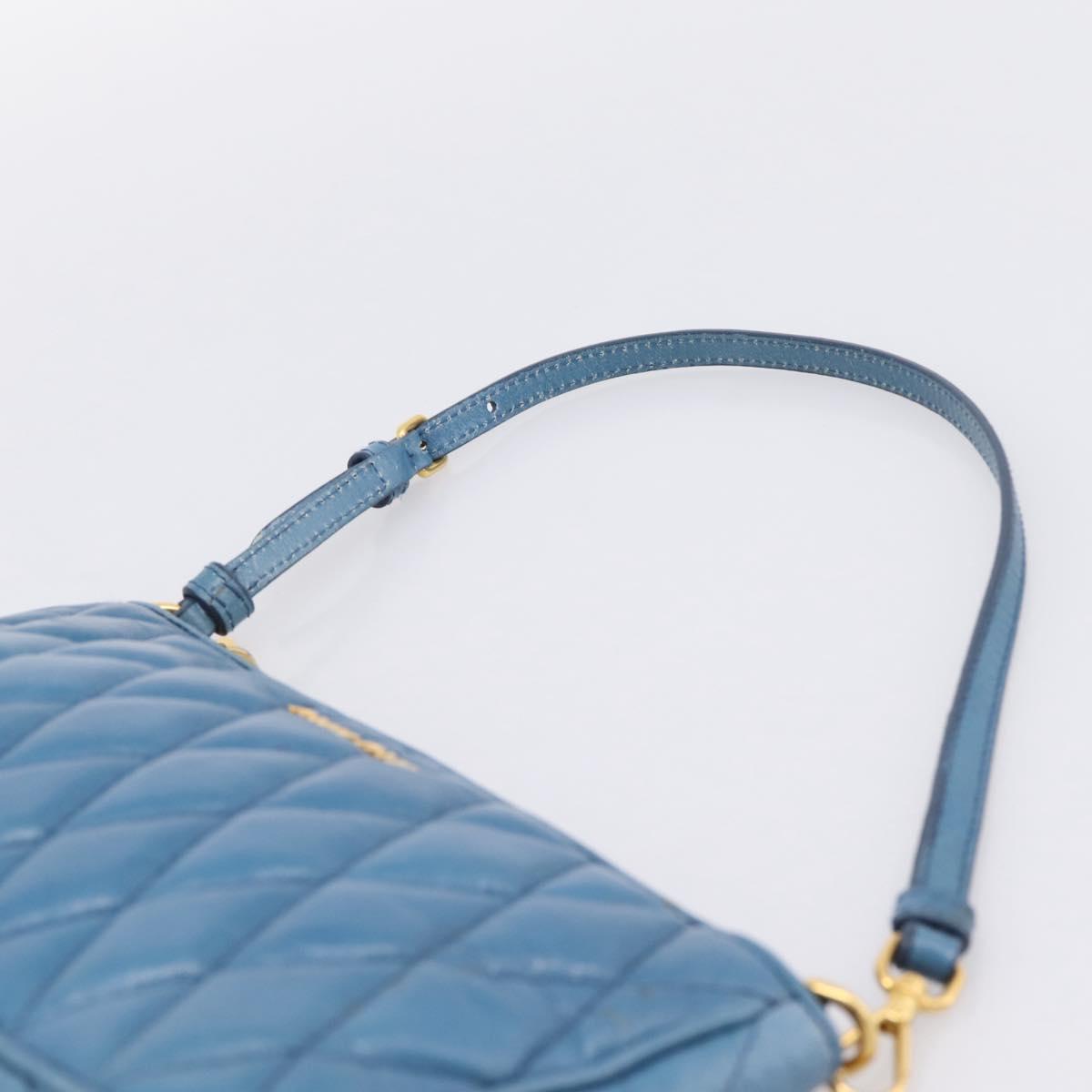 Miu Miu Shoulder Bag Leather Blue Gold Tone Auth 205826V