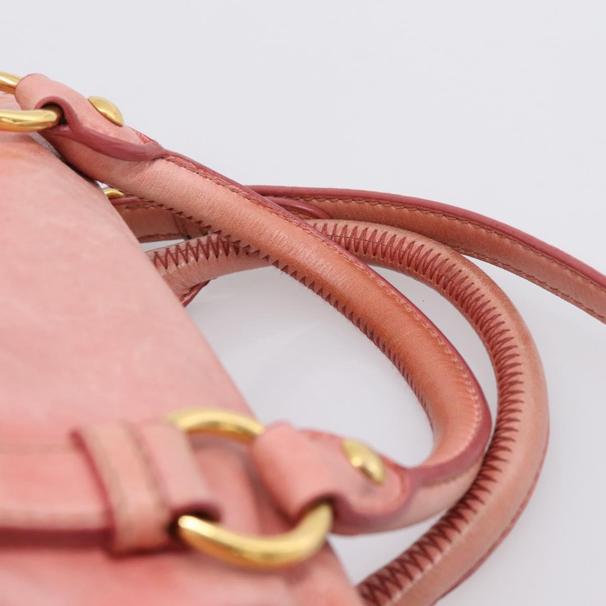 Miu Miu Vitellolux Hand Bag Leather 2way Pink Gold Auth 205828V