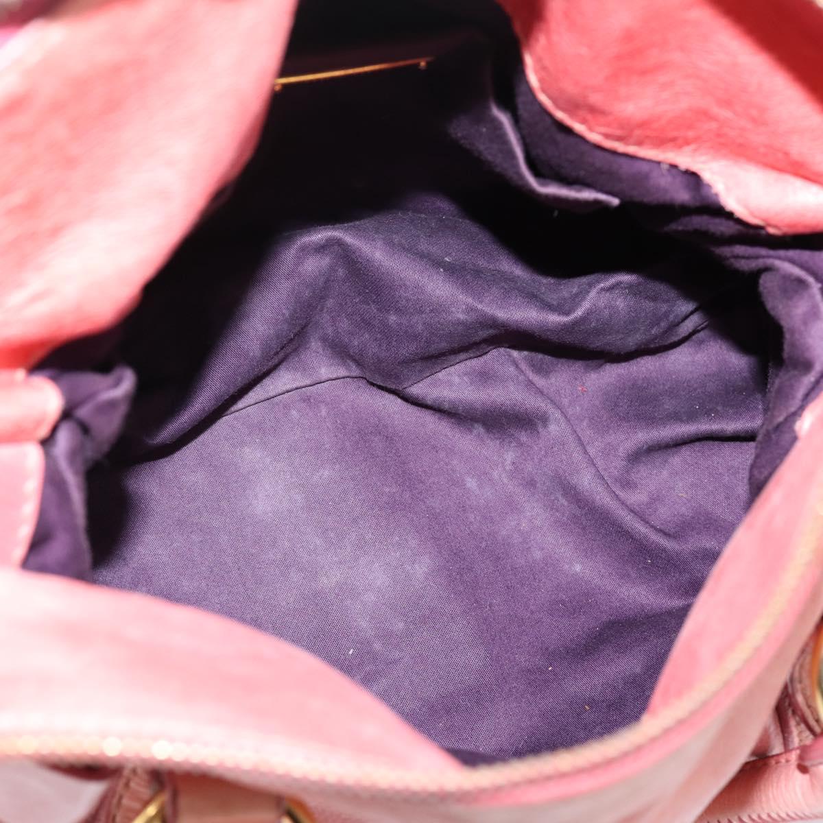 Miu Miu Vitellolux Hand Bag Leather 2way Pink Gold Auth 205828V