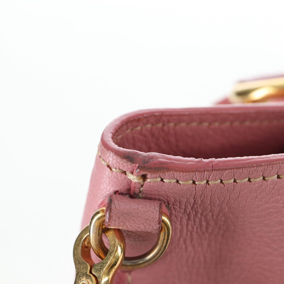 Miu Miu Hand Bag Leather 2way Pink Gold Tone Auth 205829A