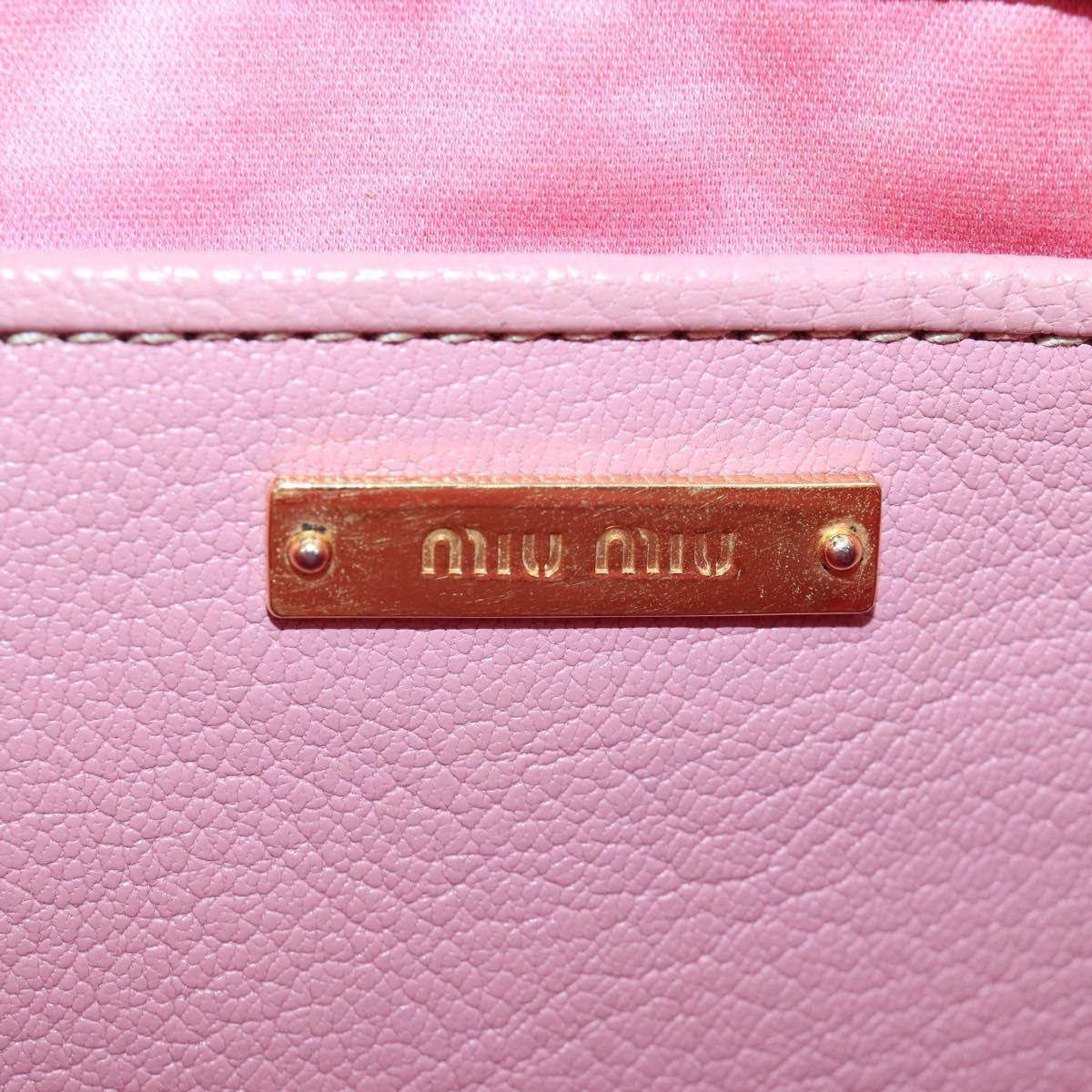 Miu Miu Hand Bag Leather 2way Pink Gold Tone Auth 205829A