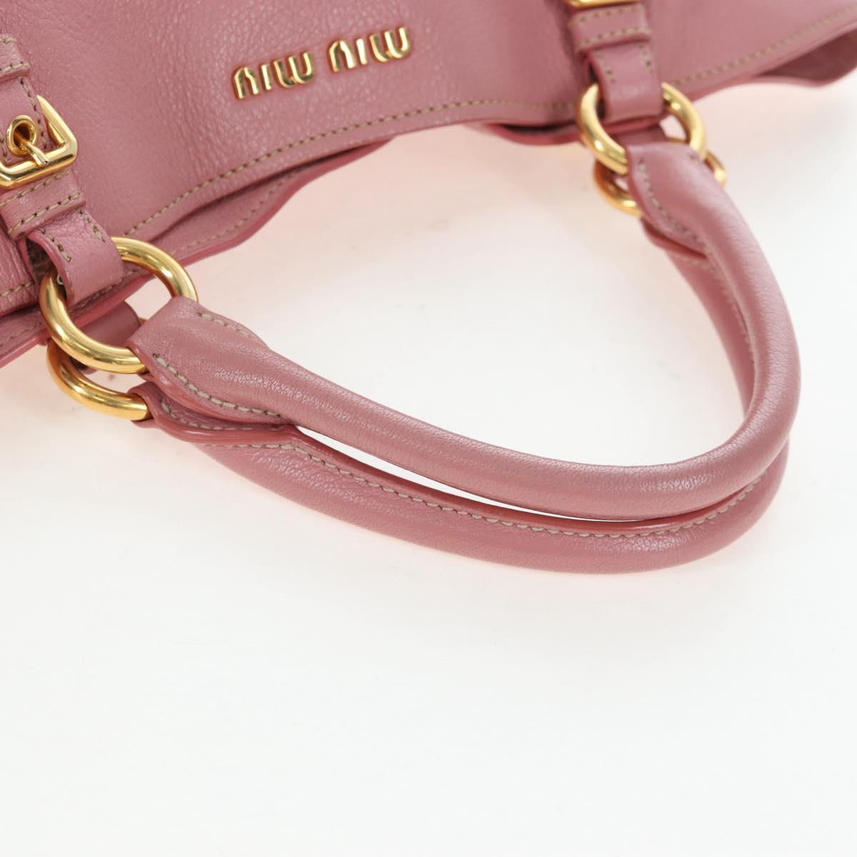 Miu Miu Hand Bag Leather 2way Pink Gold Tone Auth 205829A