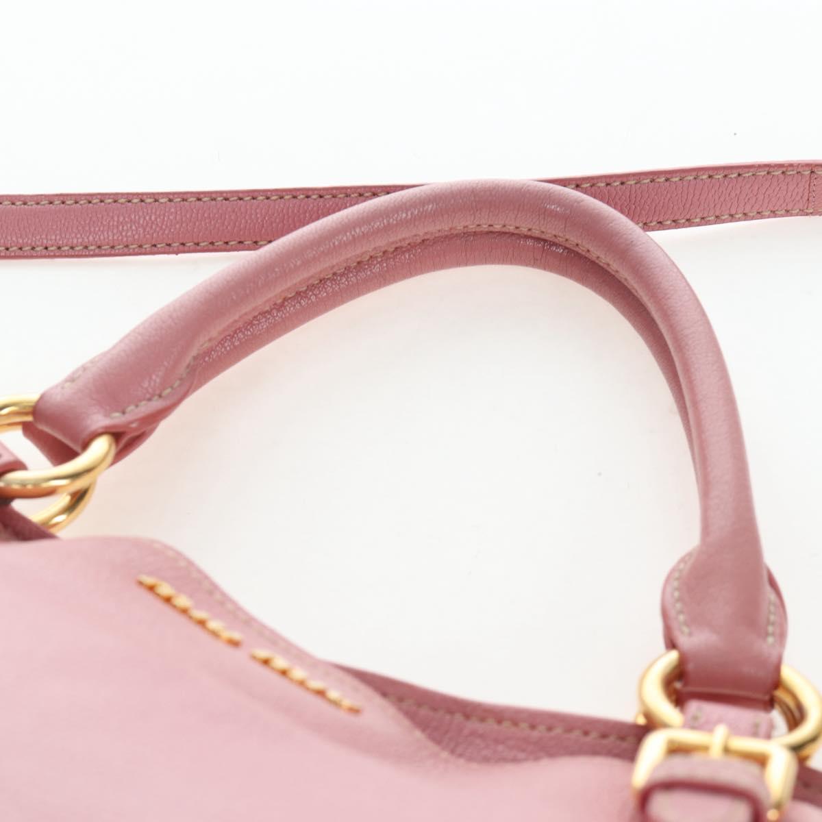 Miu Miu Hand Bag Leather 2way Pink Gold Tone Auth 205829A