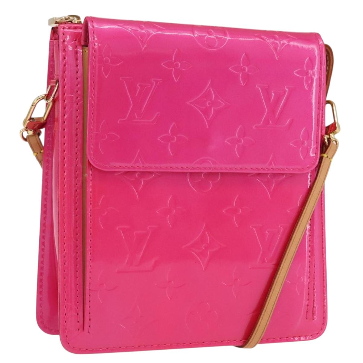 LOUIS VUITTON Monogram Vernis Motto Pouch Fuchsia Pink M91225 LV Auth 205834V