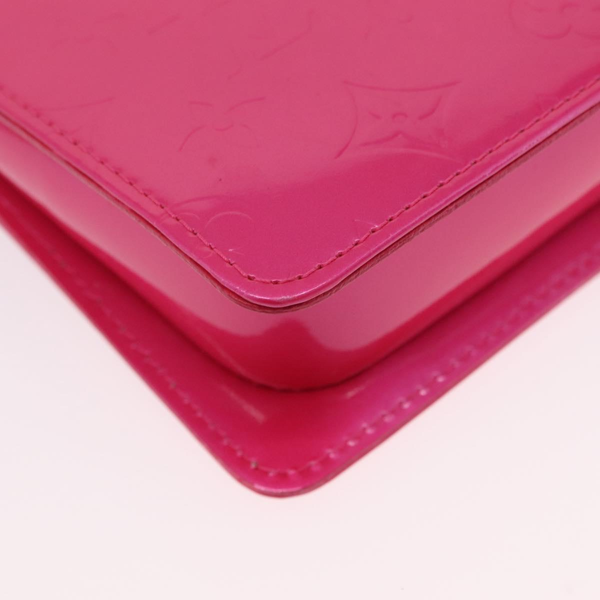 LOUIS VUITTON Monogram Vernis Motto Pouch Fuchsia Pink M91225 LV Auth 205834V