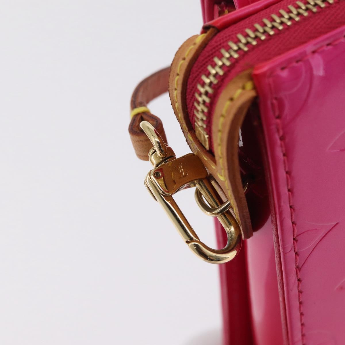 LOUIS VUITTON Monogram Vernis Motto Pouch Fuchsia Pink M91225 LV Auth 205834V