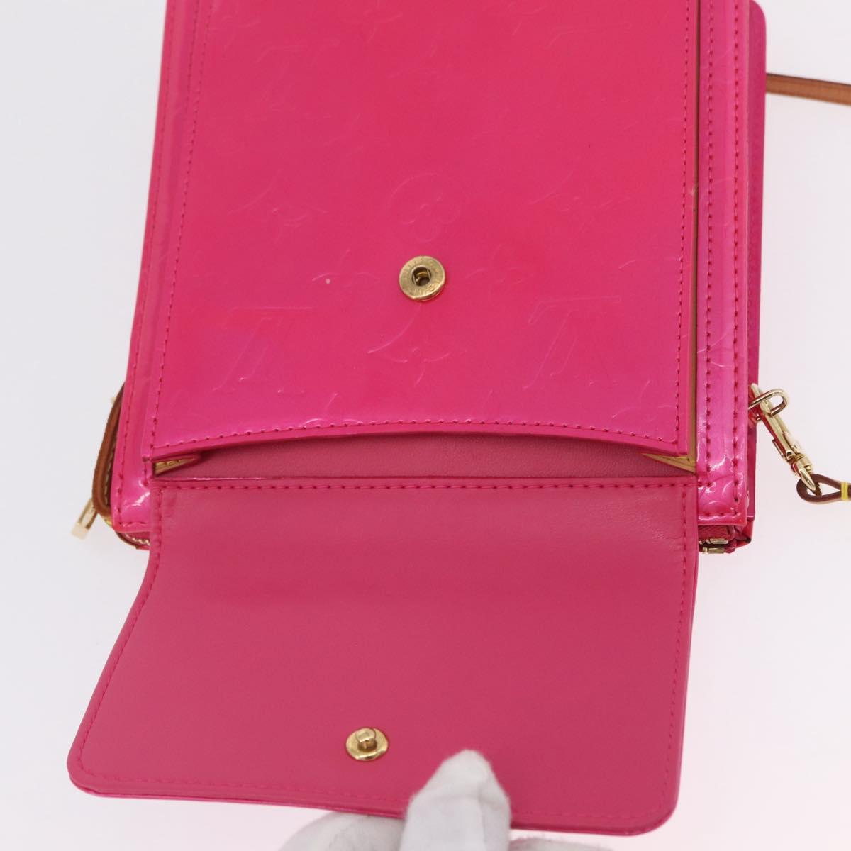 LOUIS VUITTON Monogram Vernis Motto Pouch Fuchsia Pink M91225 LV Auth 205834V