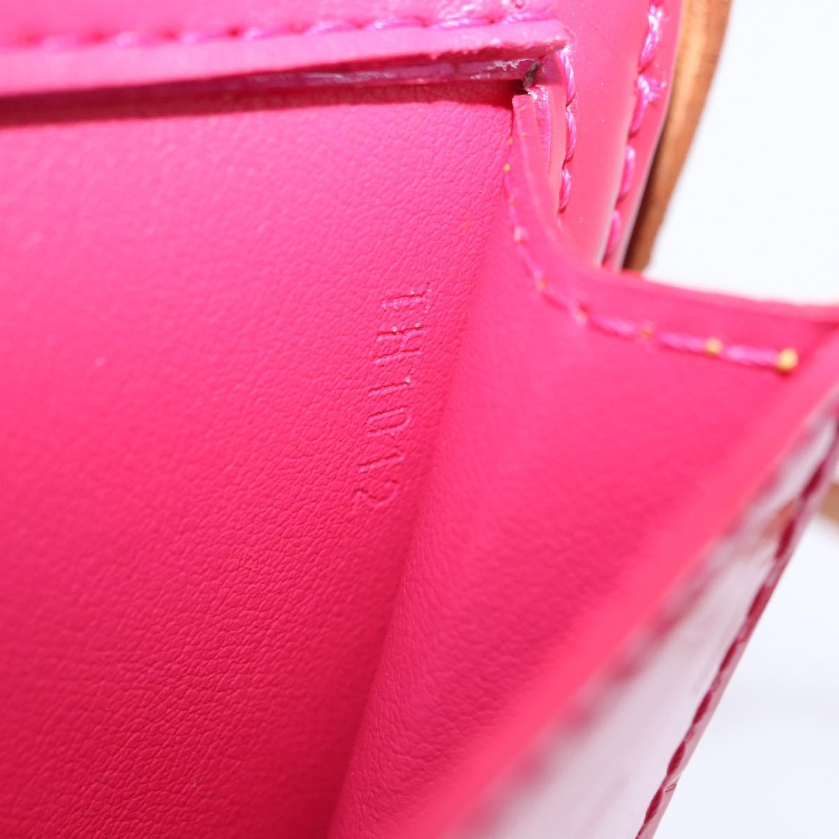 LOUIS VUITTON Monogram Vernis Motto Pouch Fuchsia Pink M91225 LV Auth 205834V