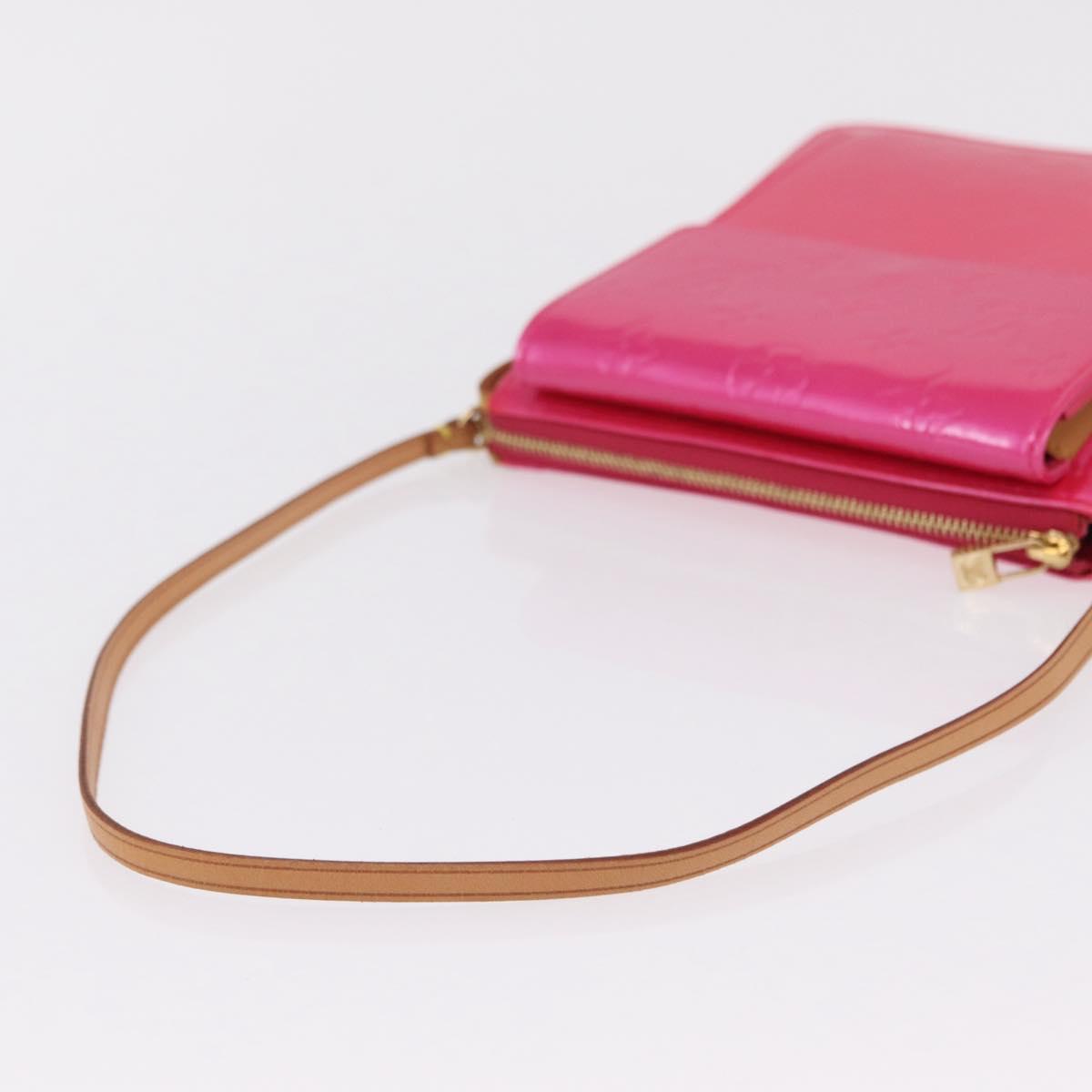 LOUIS VUITTON Monogram Vernis Motto Pouch Fuchsia Pink M91225 LV Auth 205834V