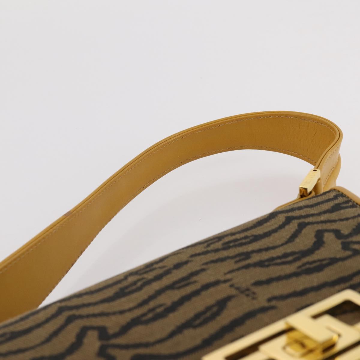 FENDI Shoulder Bag Canvas Brown Gold Tone Auth 205851A