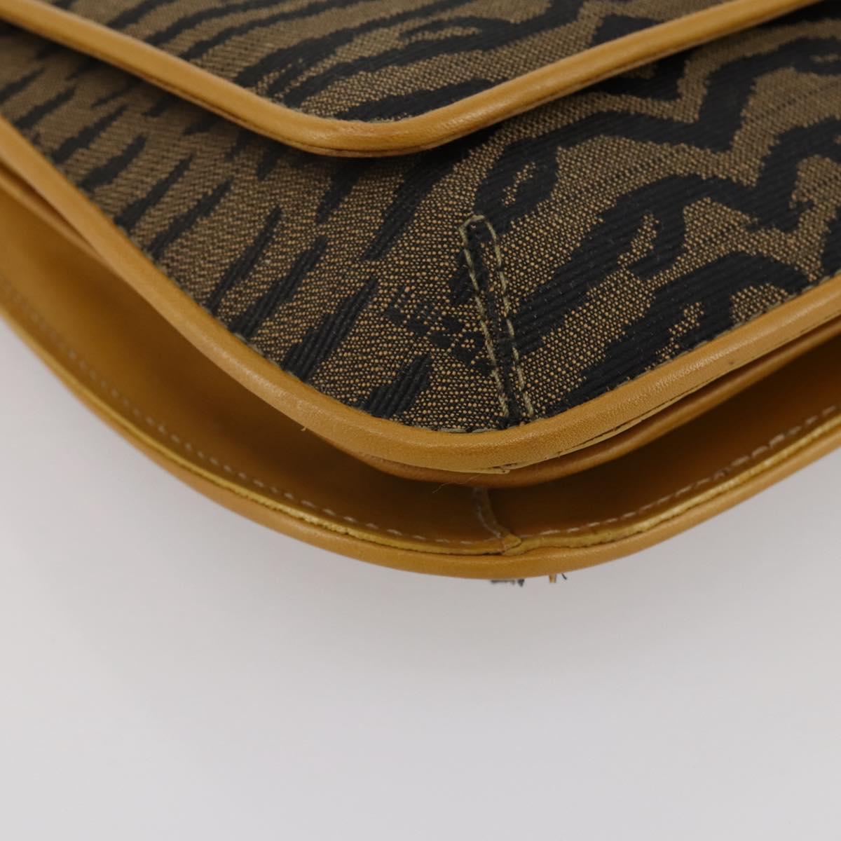 FENDI Shoulder Bag Canvas Brown Gold Tone Auth 205851A