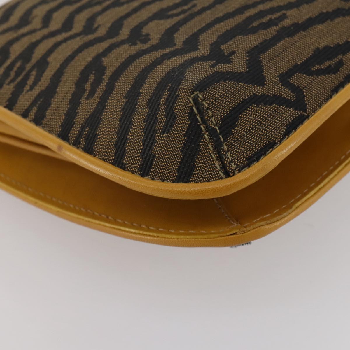 FENDI Shoulder Bag Canvas Brown Gold Tone Auth 205851A