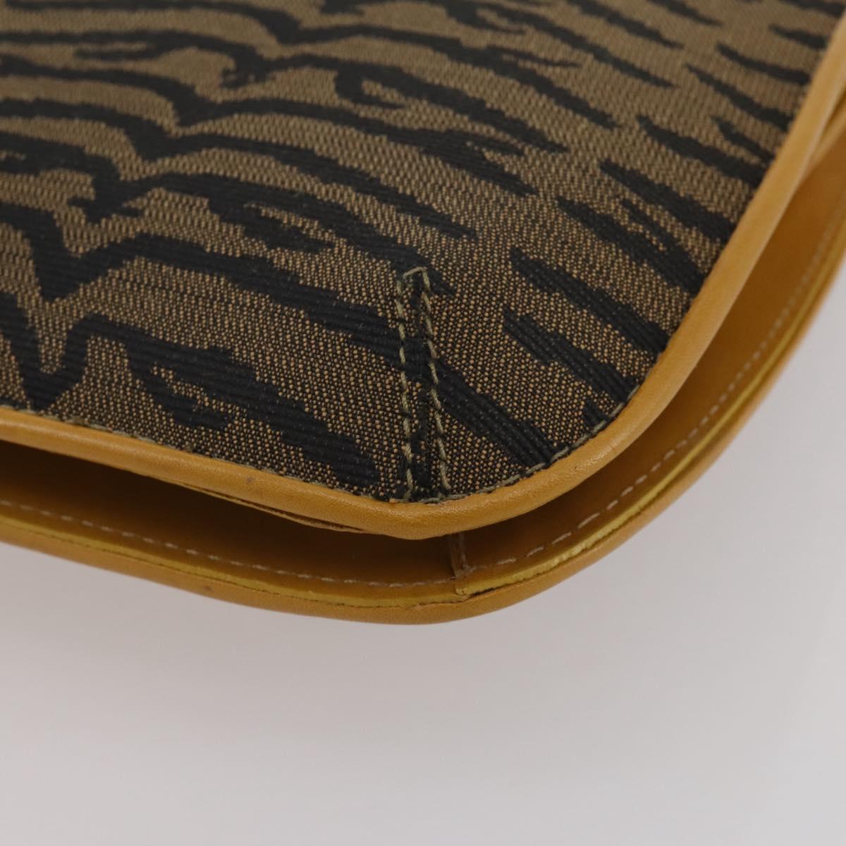 FENDI Shoulder Bag Canvas Brown Gold Tone Auth 205851A