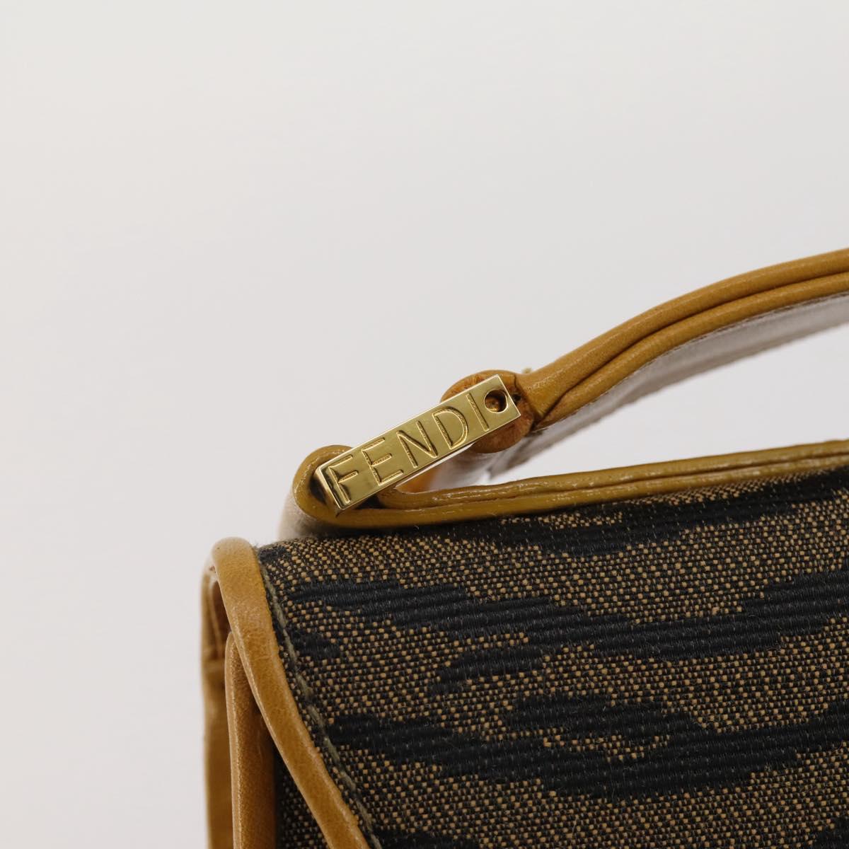 FENDI Shoulder Bag Canvas Brown Gold Tone Auth 205851A