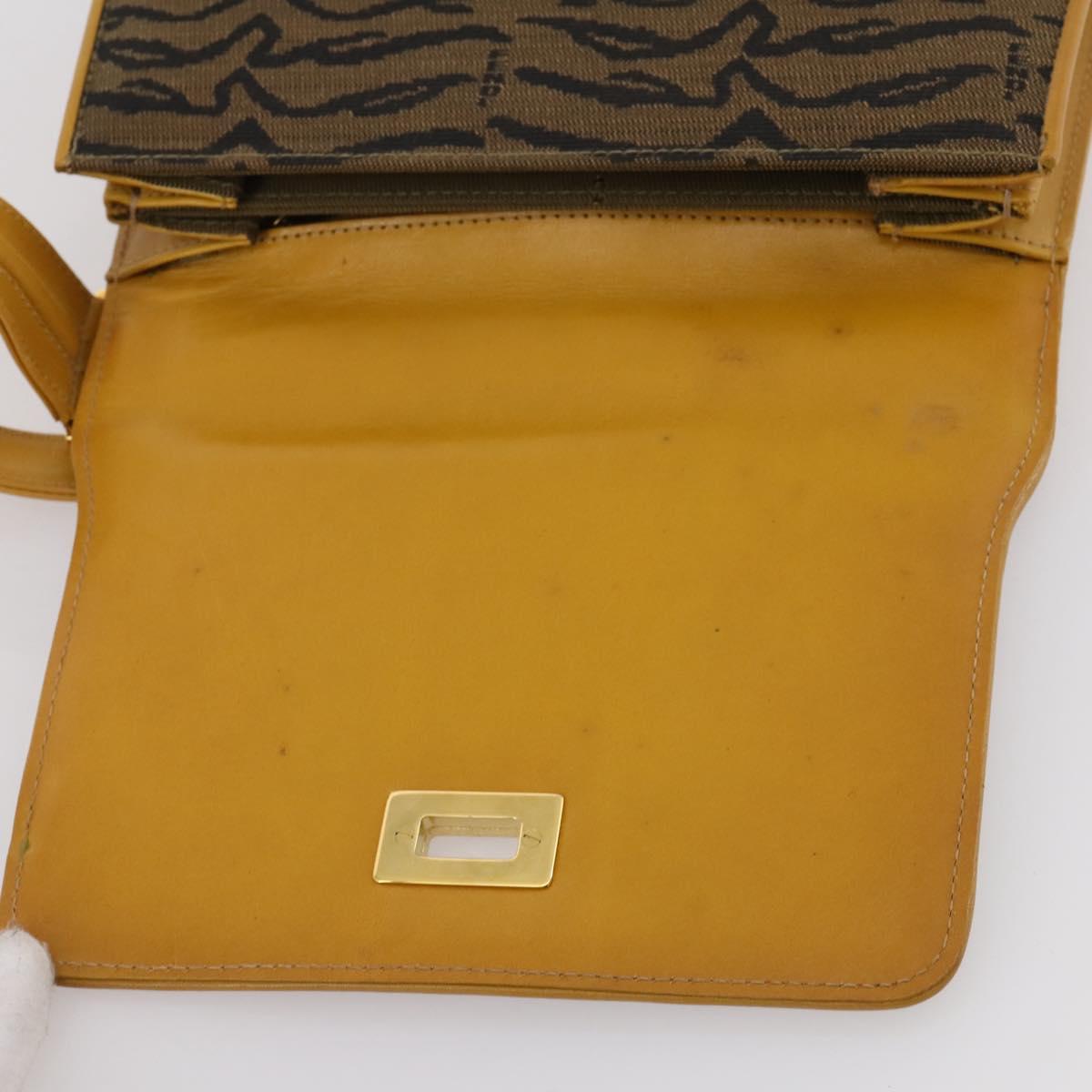 FENDI Shoulder Bag Canvas Brown Gold Tone Auth 205851A
